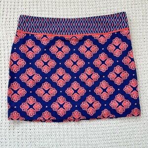 Women's Vineyard Vines Navy and Coral Patterned Preppy Cotton Mini Skirt B4